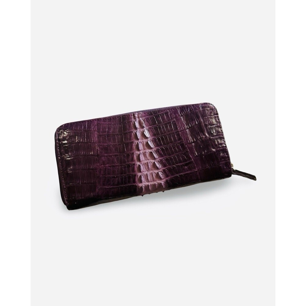 Crocodile 💜Embossed Purple Vegan friendly Leather Zipper Wallet NWOT